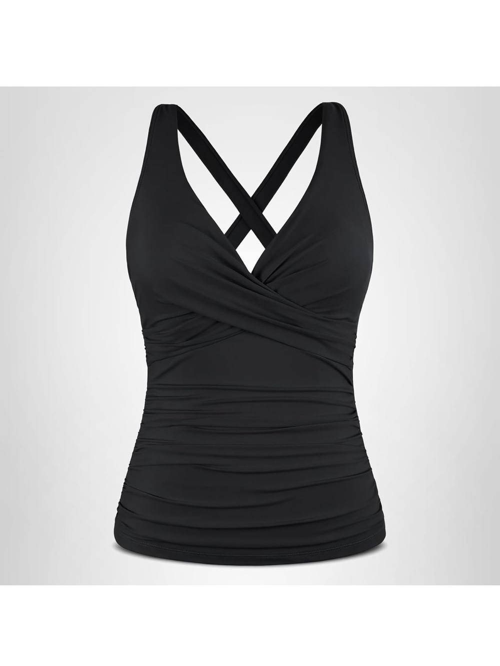 Tankini Black Cross-Back Tankini Top. Size 10 new with tags - Picture 1 of 5
